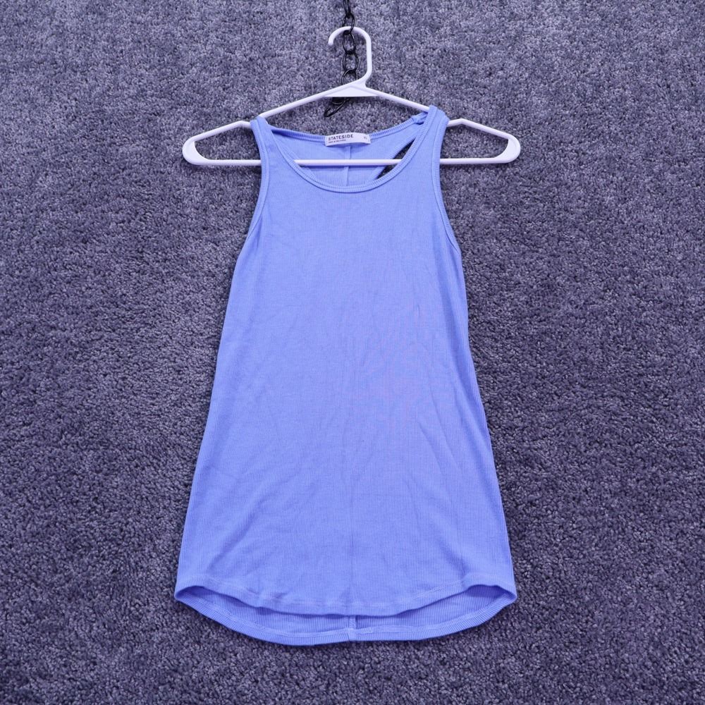 Stateside Tank Top Womens Extra Small Blue Ribbed Racerback Supima Modal USA